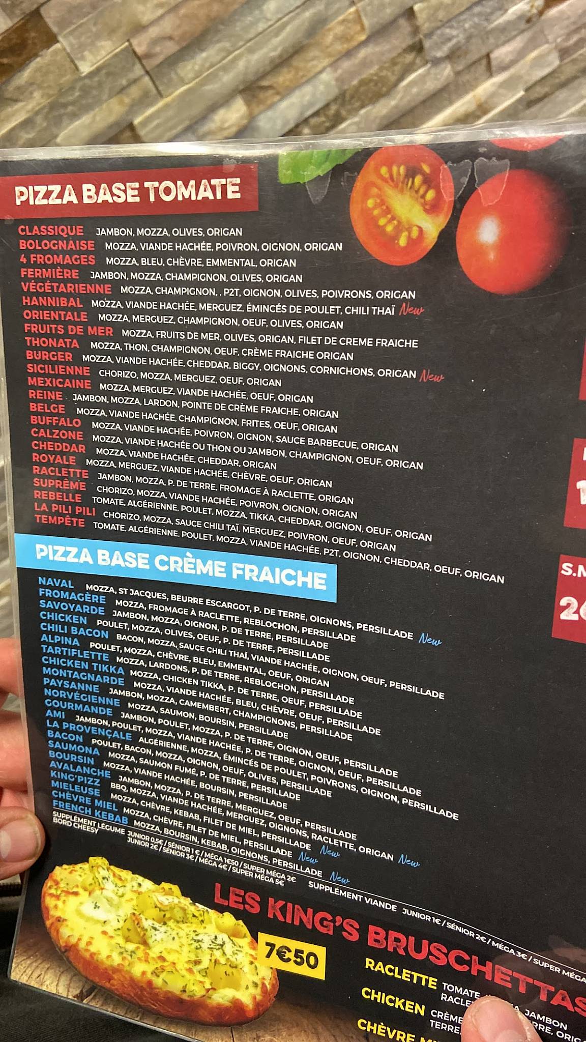 Menu de PIZZA KING