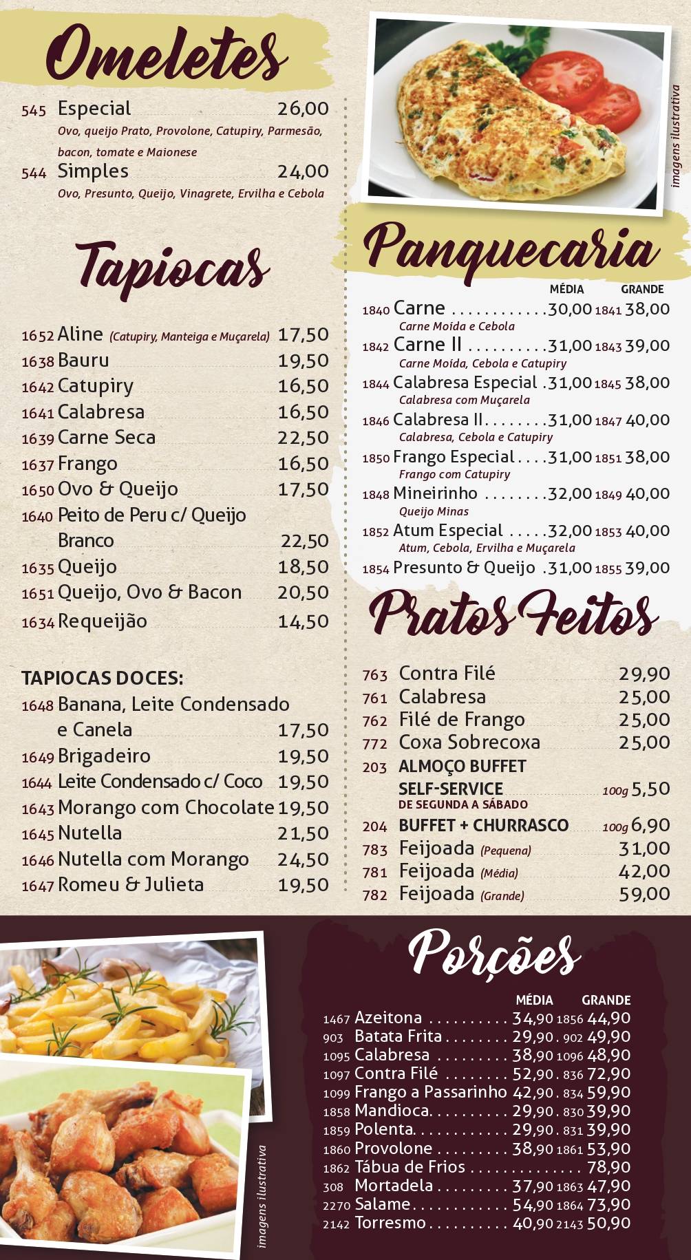 Padaria Fornaria do Lago cardápio