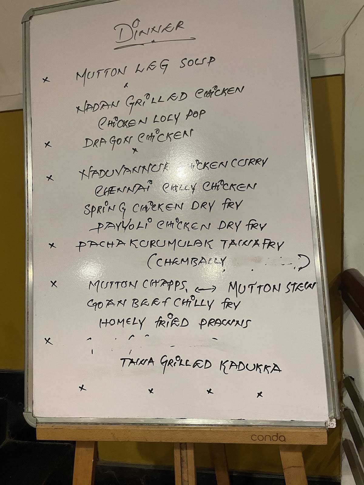 Paragon Restaurant menu