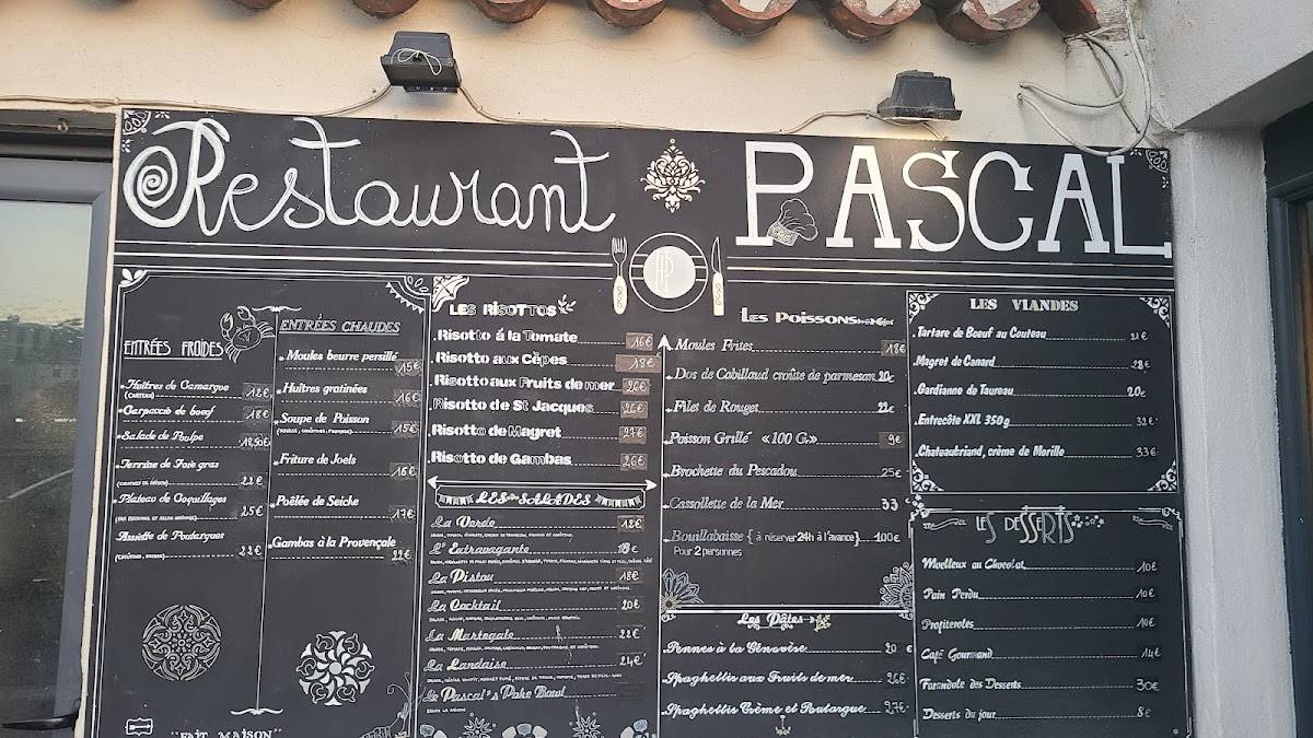 Menu de Restaurant Pascal