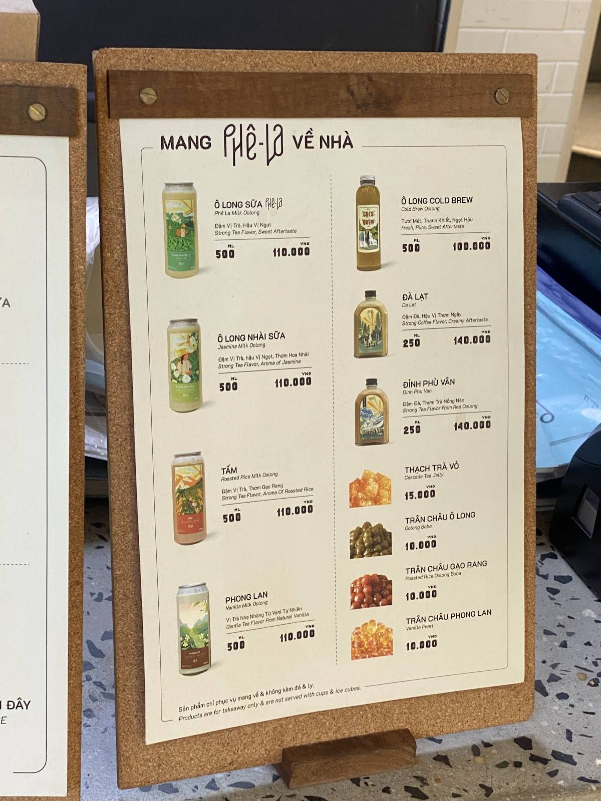 Menu at Phê La - Phan Xích Long, Ho Chi Minh City