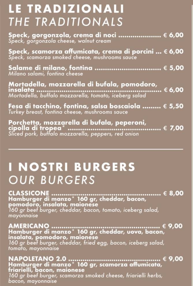 Menu di Piadineria Colombare di Brescia 
