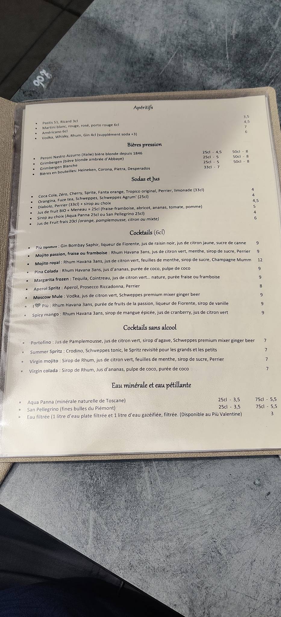 Menu de Più Aubagne Alta Rocca
