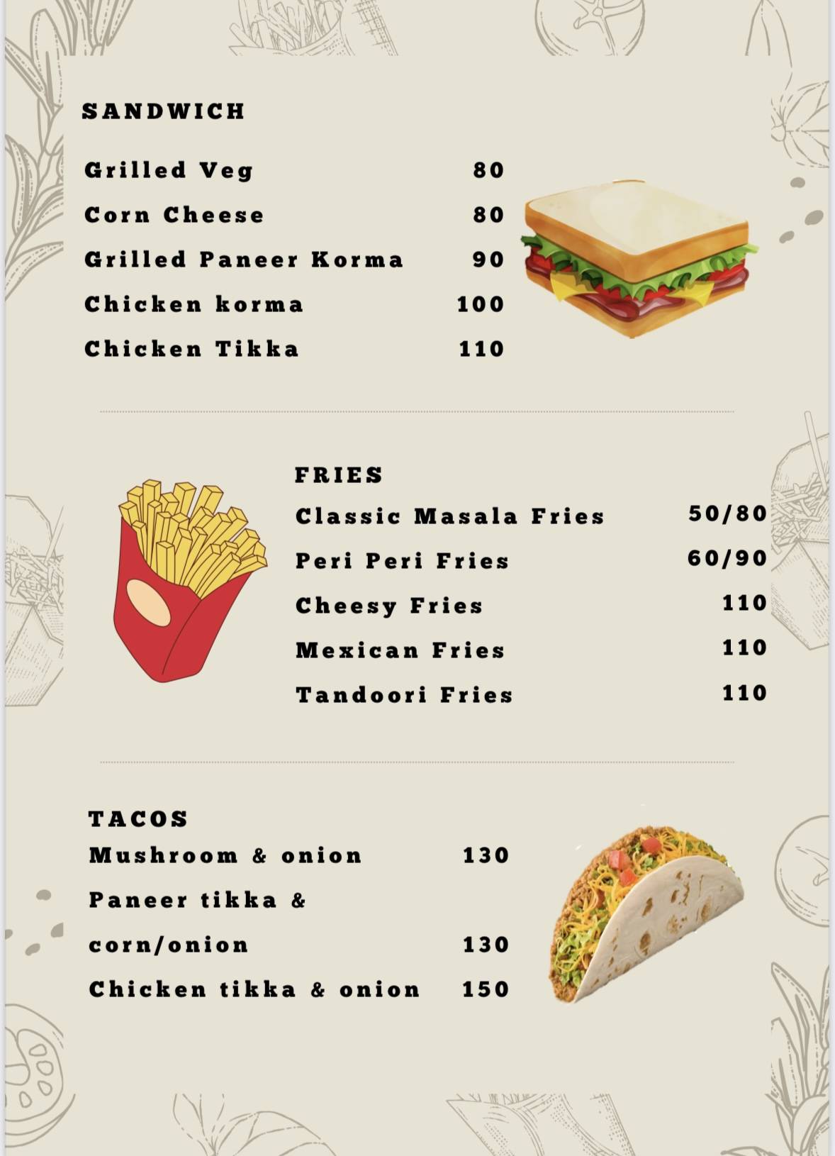 Pizza Castle menu