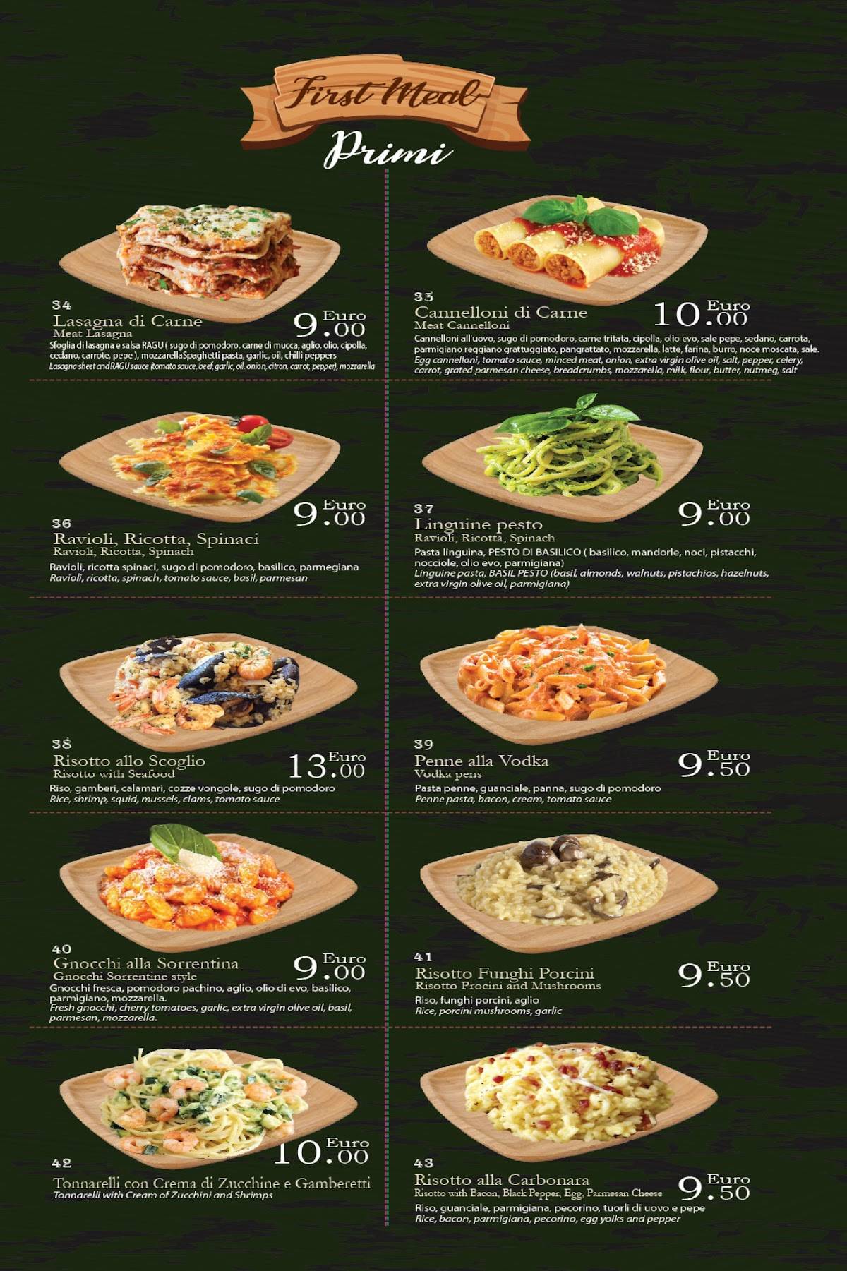 Menu de Pizza Express