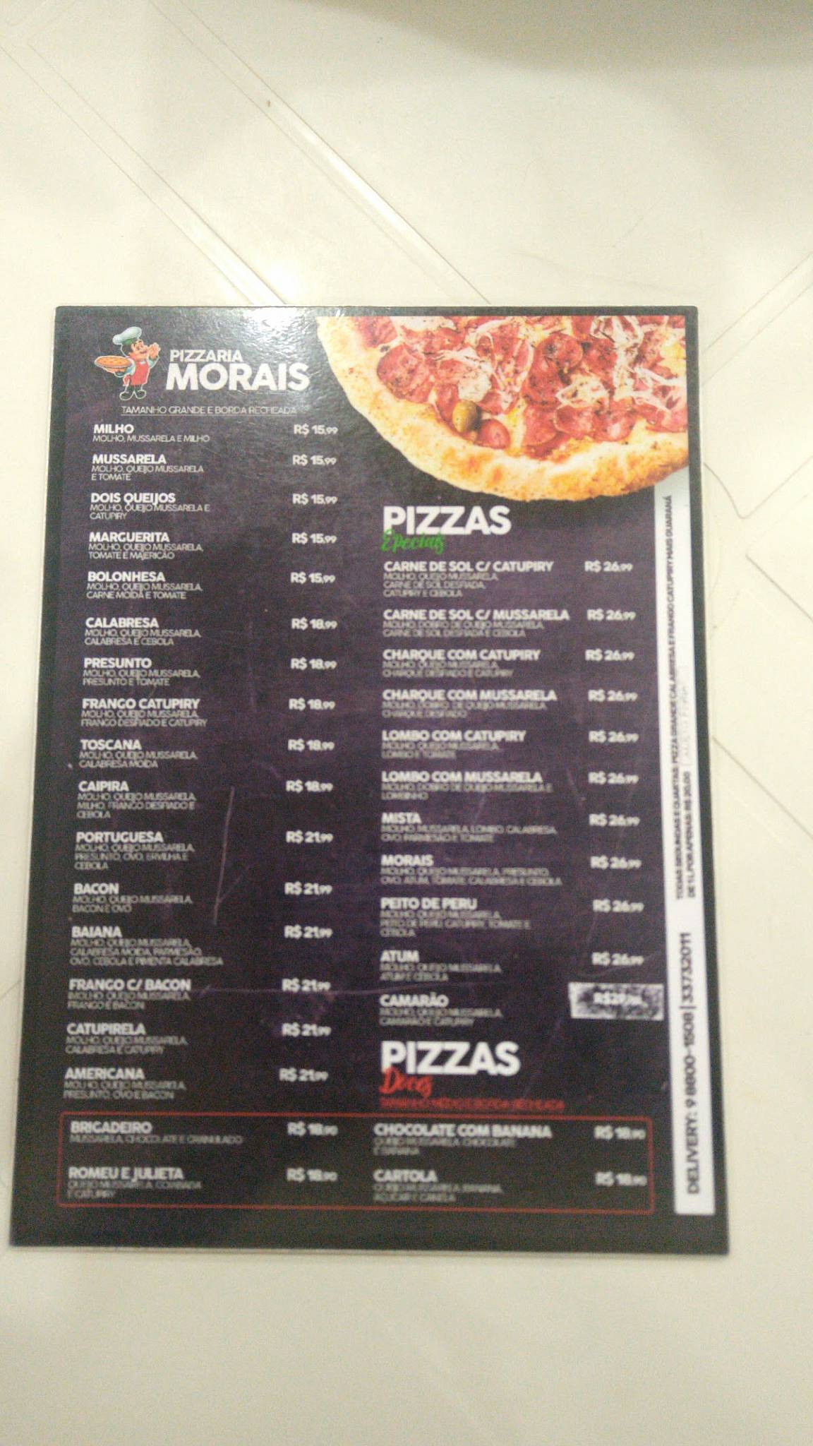 Pizzaria Morais cardápio