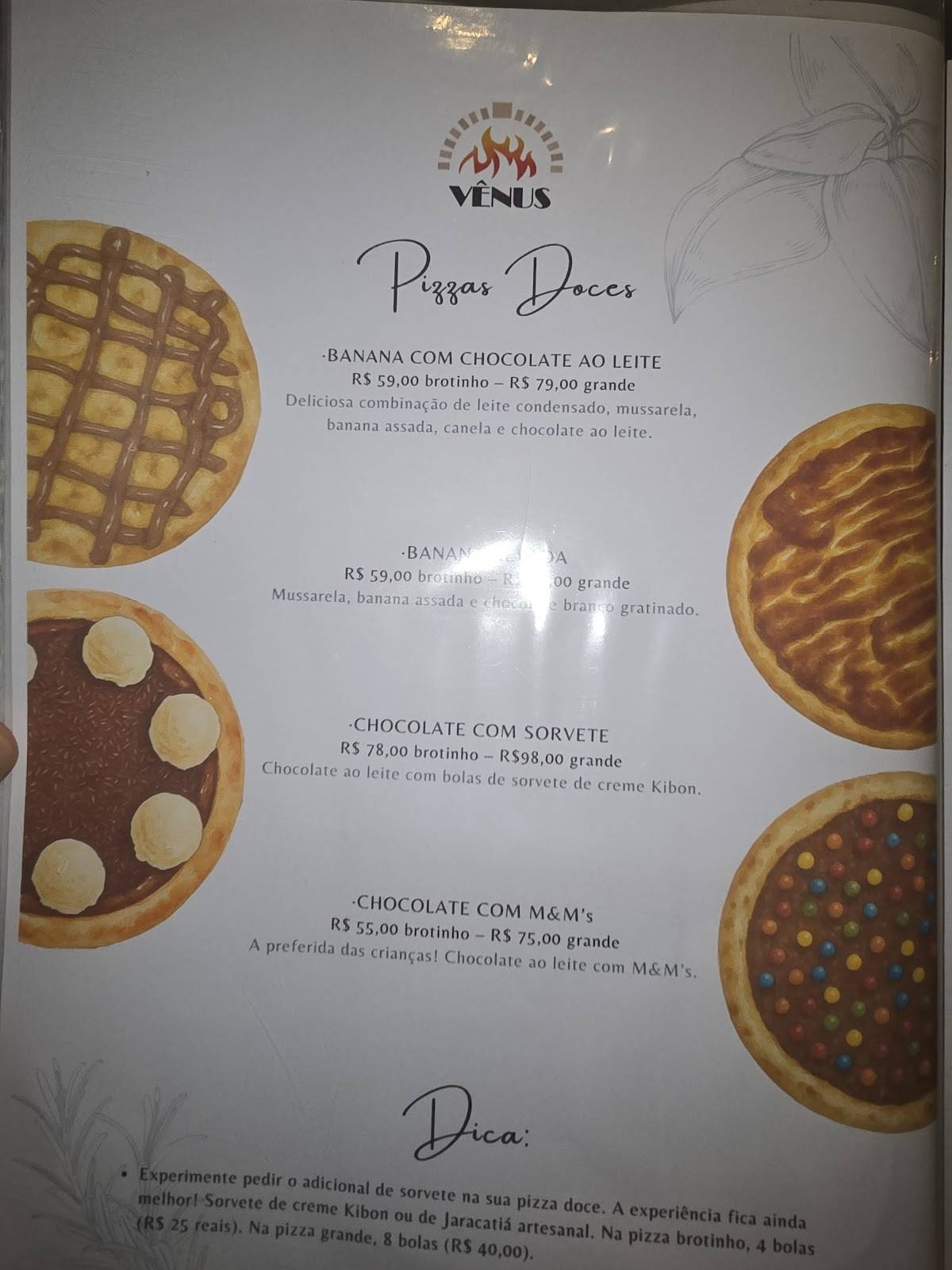 Pizzaria Vênus cardápio