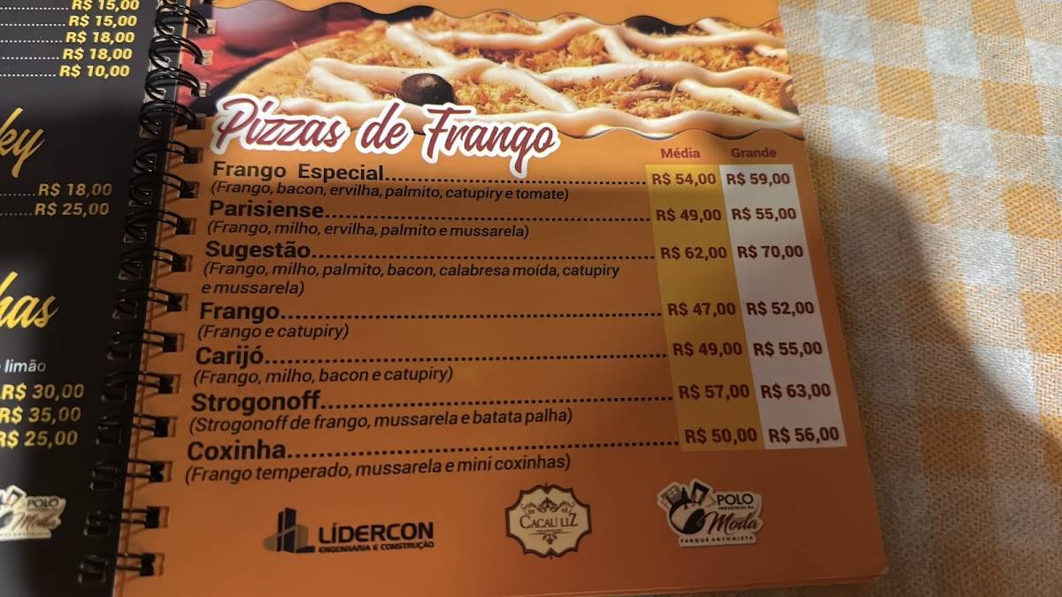 Pizzaria do Roberto cardápio