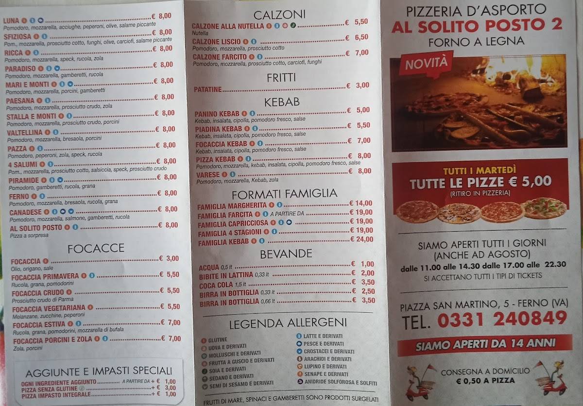 Menu di Pizzeria Al Solito Posto 2 