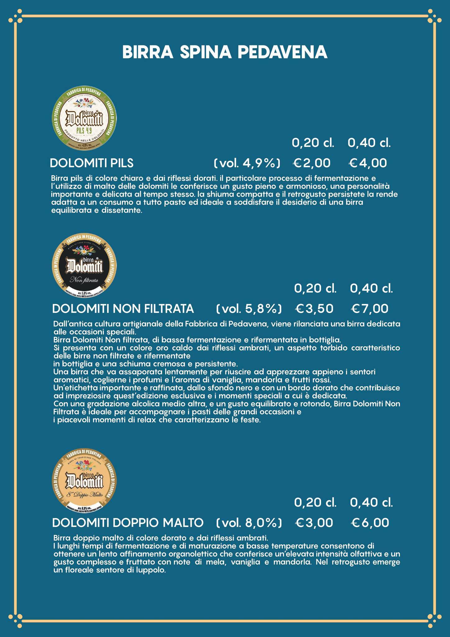 Menu di Pizzeria Doppiozero 