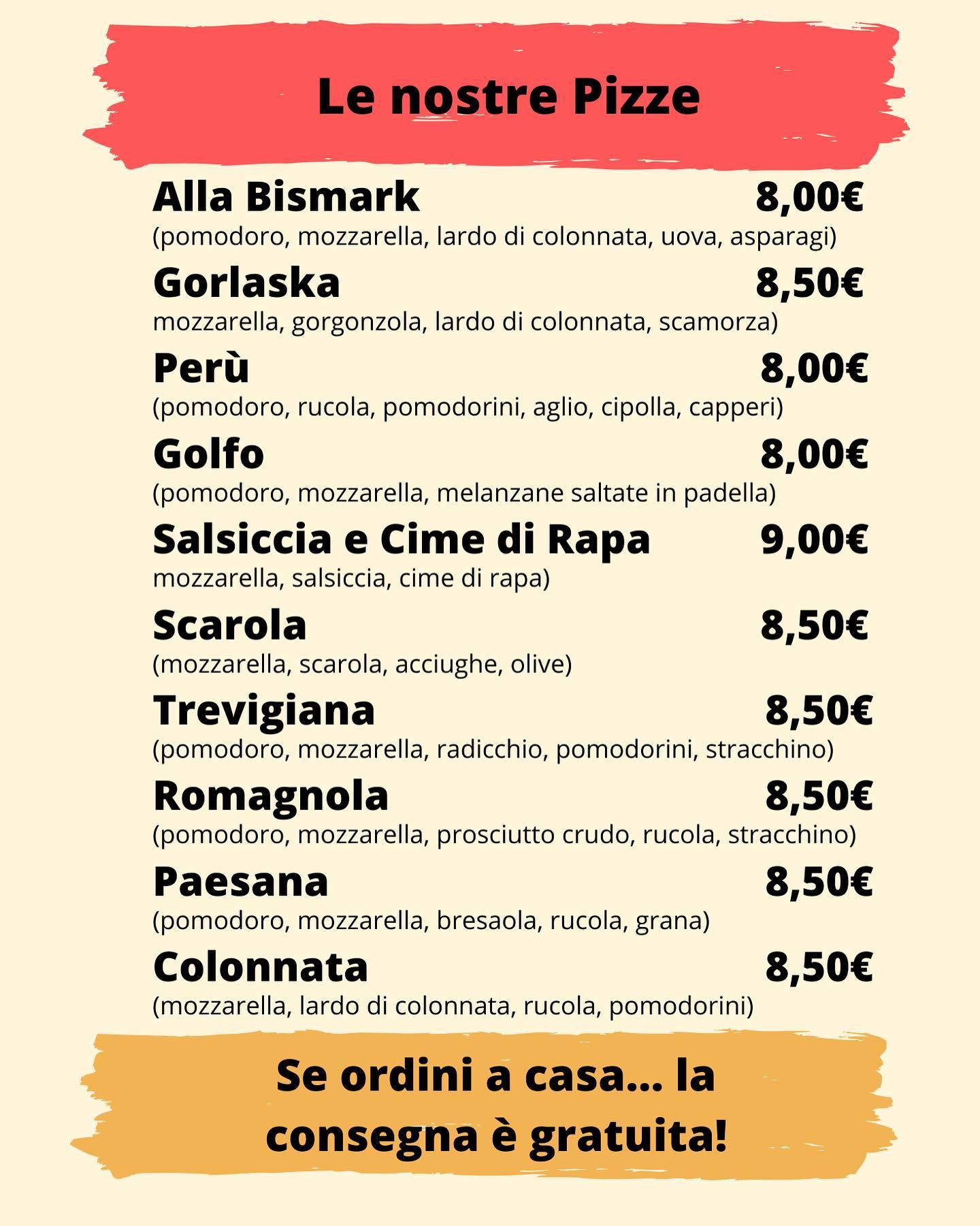 Menu di Pizzeria Due Pini 