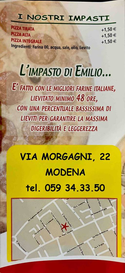 Menu di Pizzeria da Emilio 