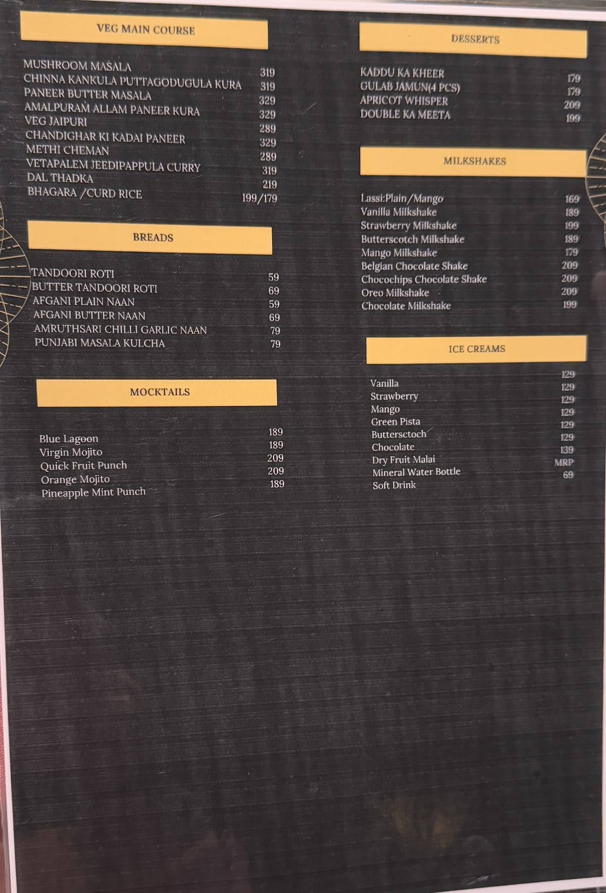 Platform 65 The Train Restaurant - Dilsukhnagar menu