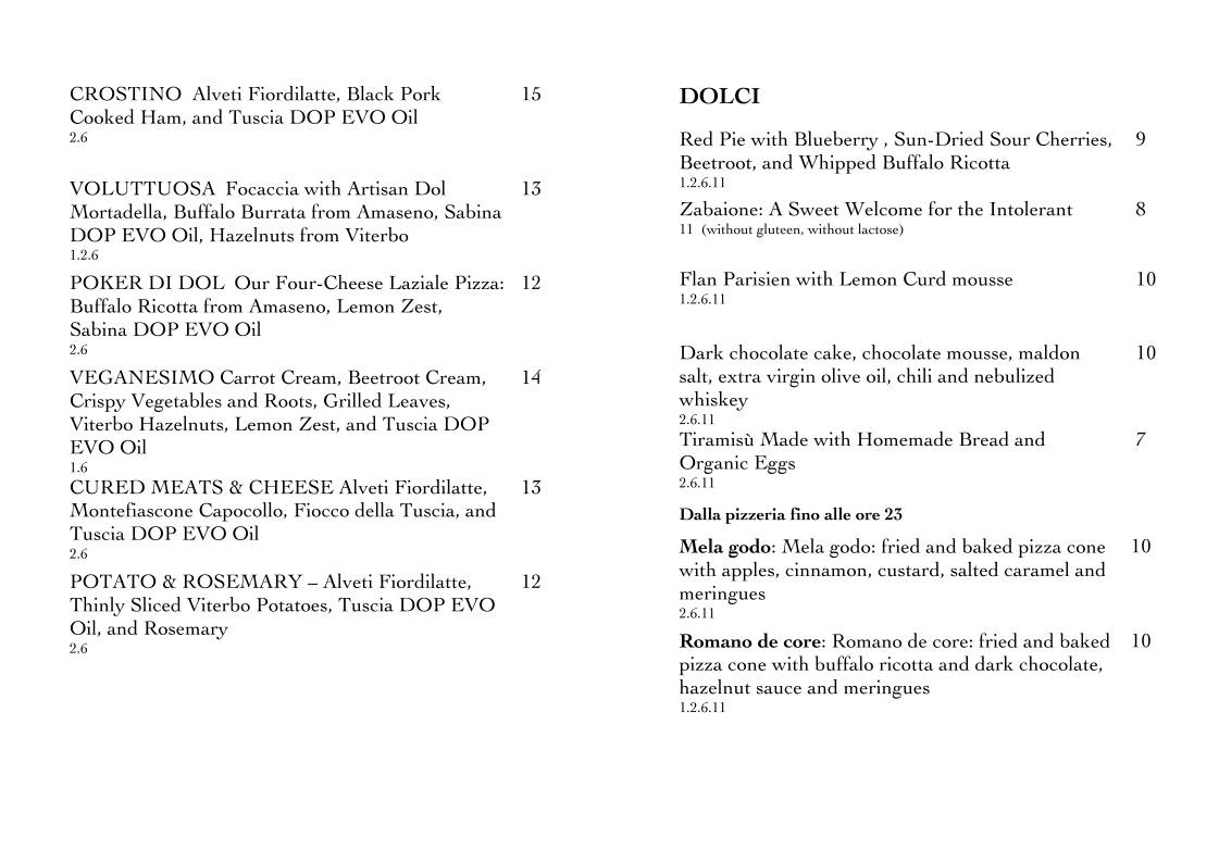Menu di Proloco Trastevere 