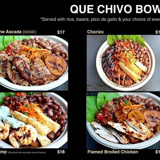 Menu de Que Chivo Salvadoran Street Food