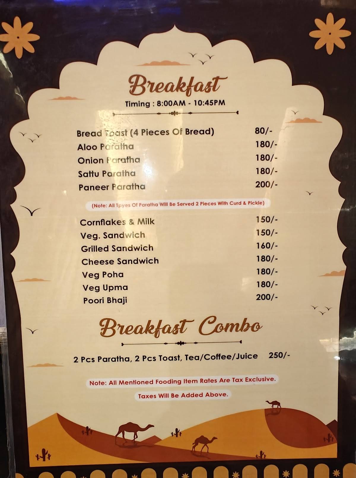 Rajasthani Rasoi - Best Restaurant In Varanasi menu