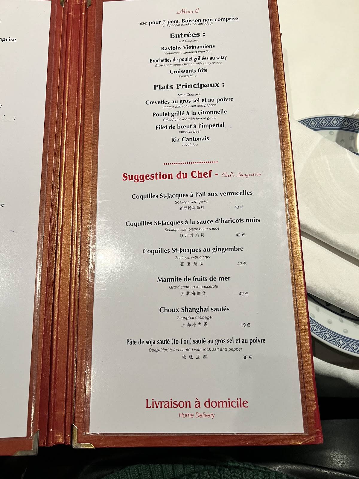 Menu de Restaurant DIEP