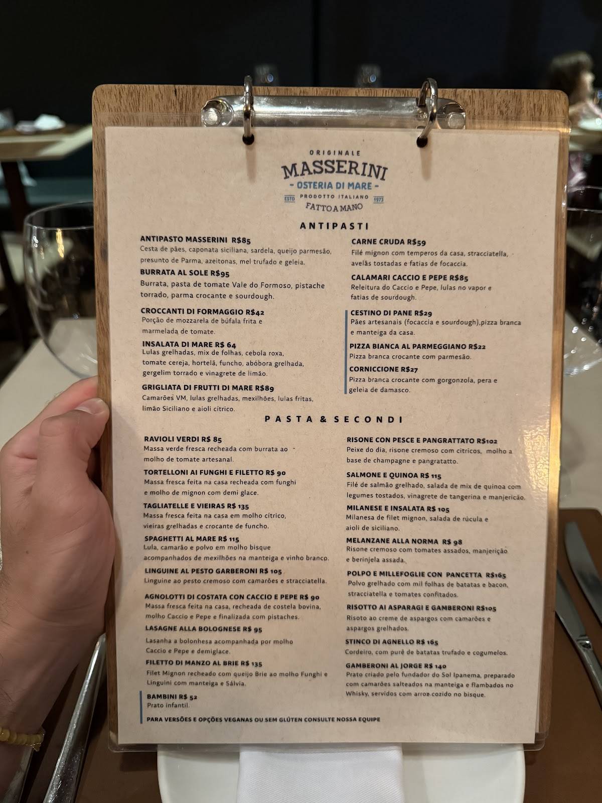 Restaurante Masserini Osteria di Mare cardápio