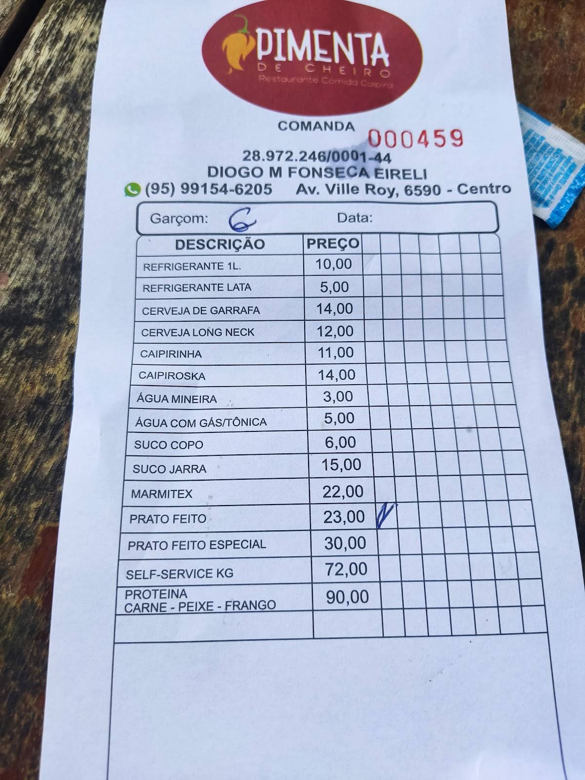 Restaurante café cardápio