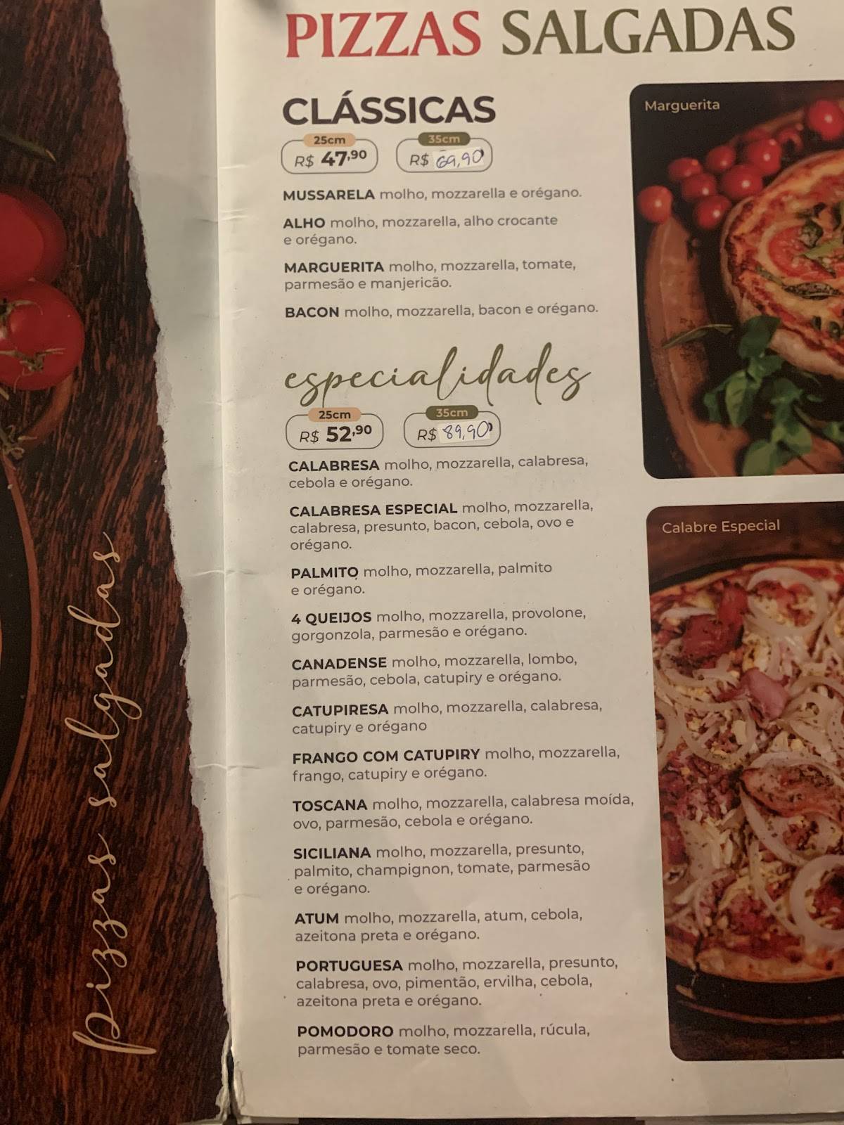 Restaurante Pizzaria Dom Marzullo cardápio