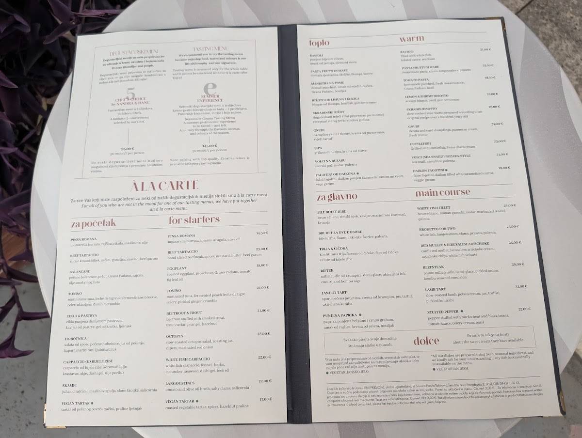 Menu di Restoran "Bili As" Split 