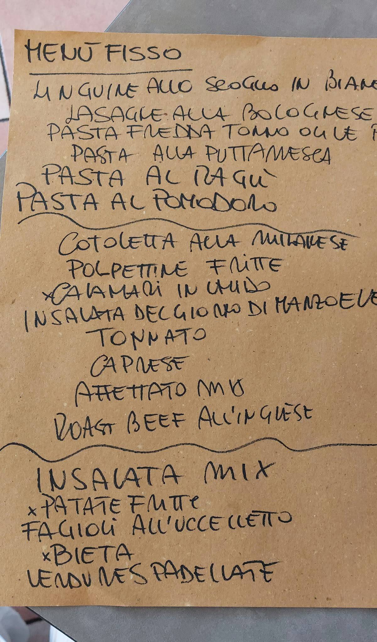 Menu di Bar ristorante "europa" 