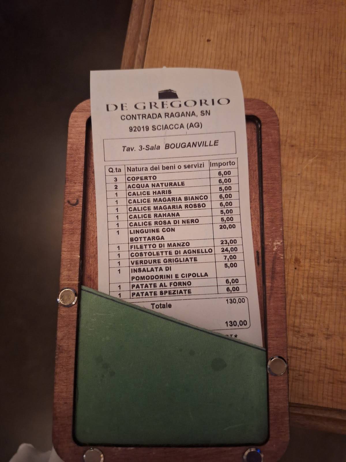 Menu di Ristorante Cantine De Gregorio 