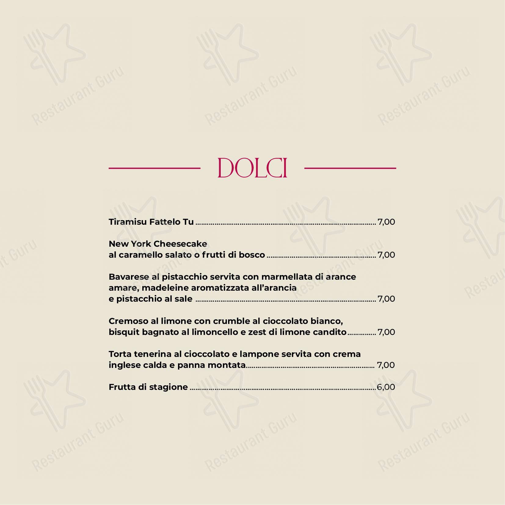 Menu di Ristorante Carnosa Roma Prati - Menu bar