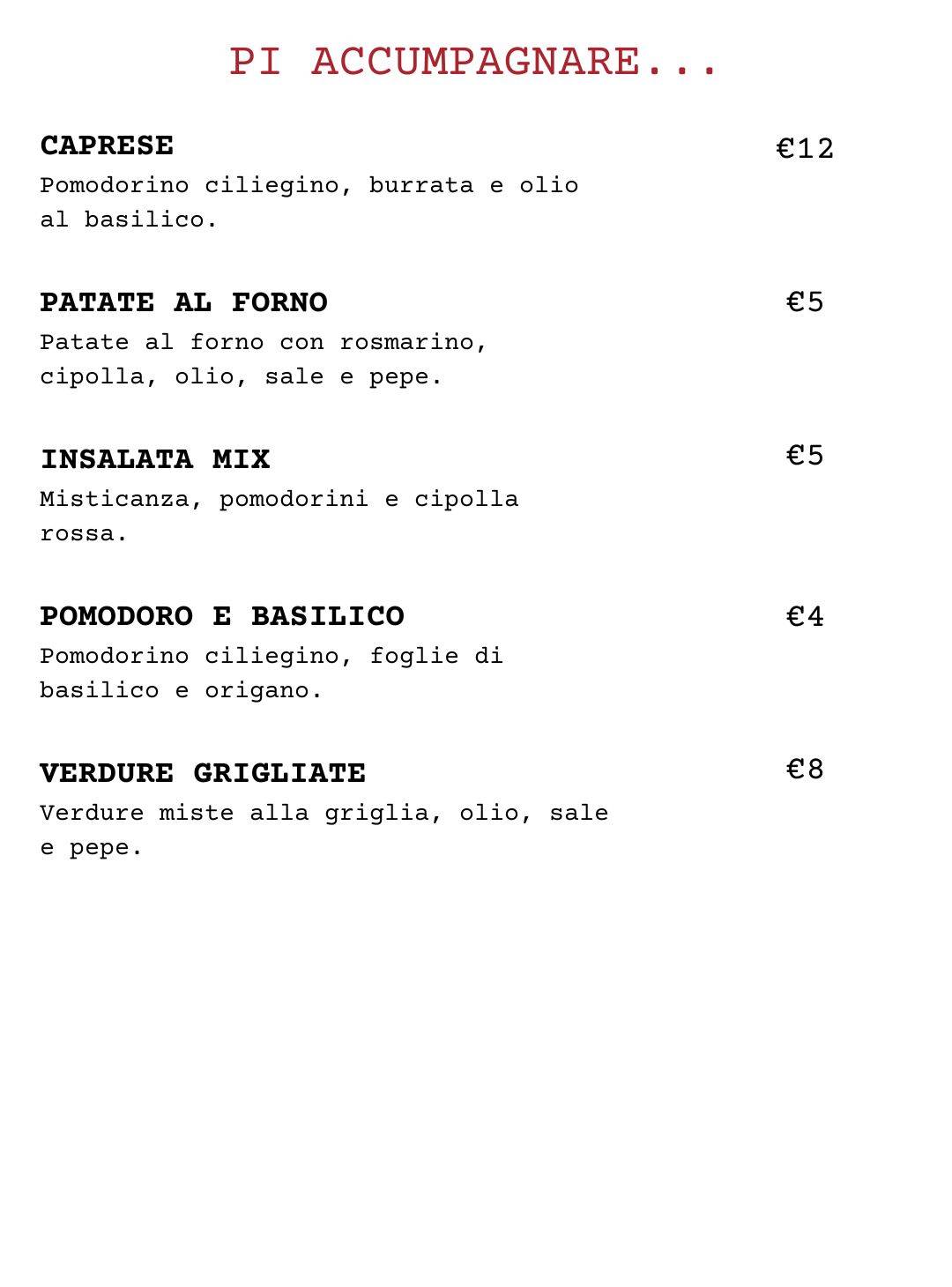 Menu di Ci Vulia