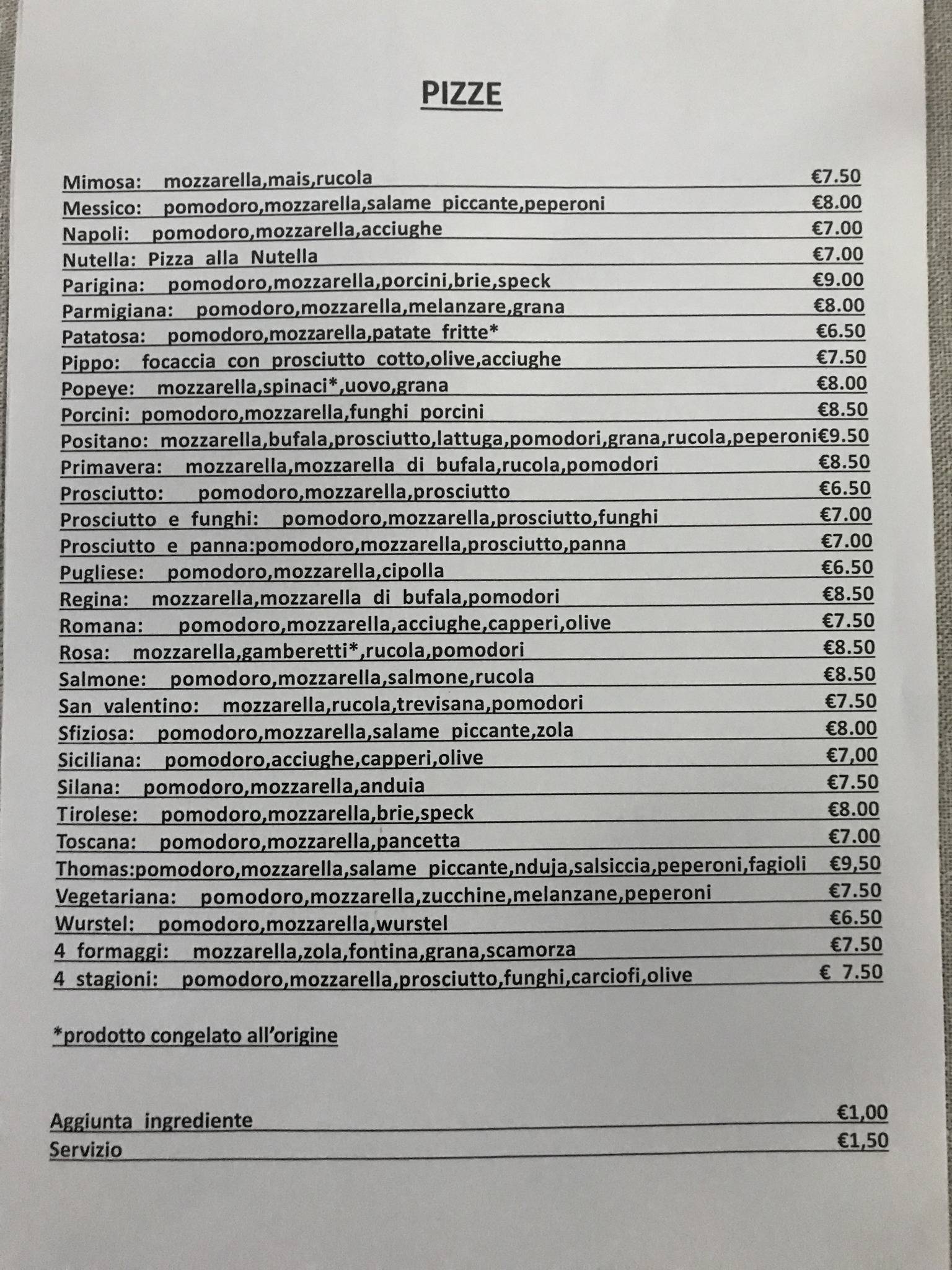 Menu di Ristorante Corallo 