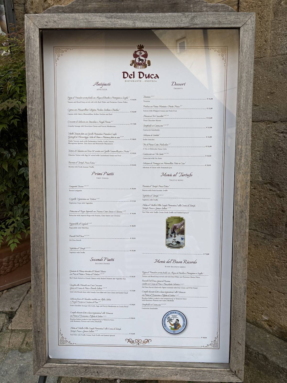 Menu di Ristorante Enoteca Del Duca 