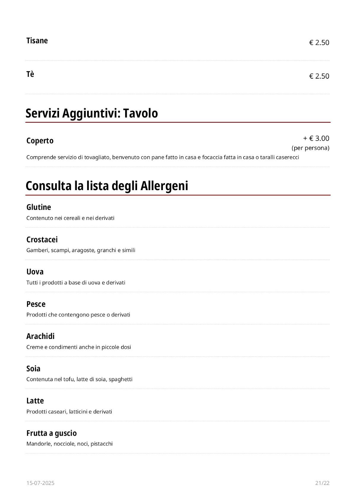 Menu di Fidelio 