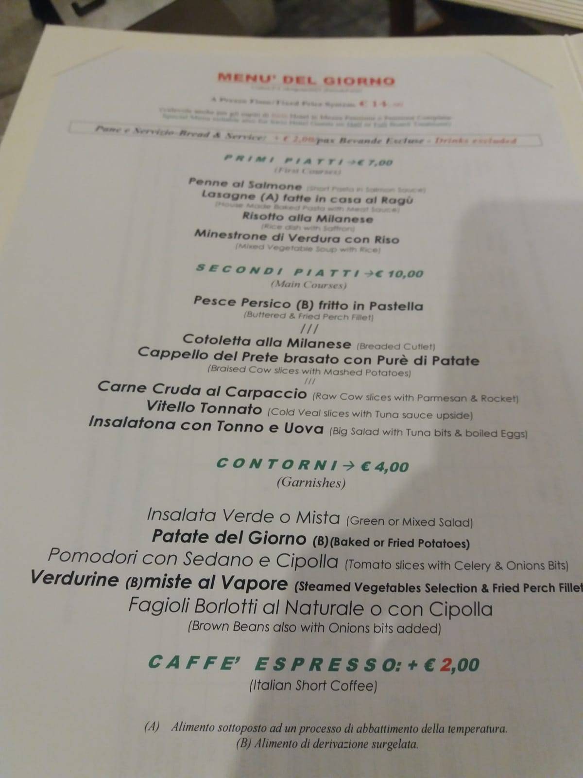 Menu di Ristorante La Rotta 