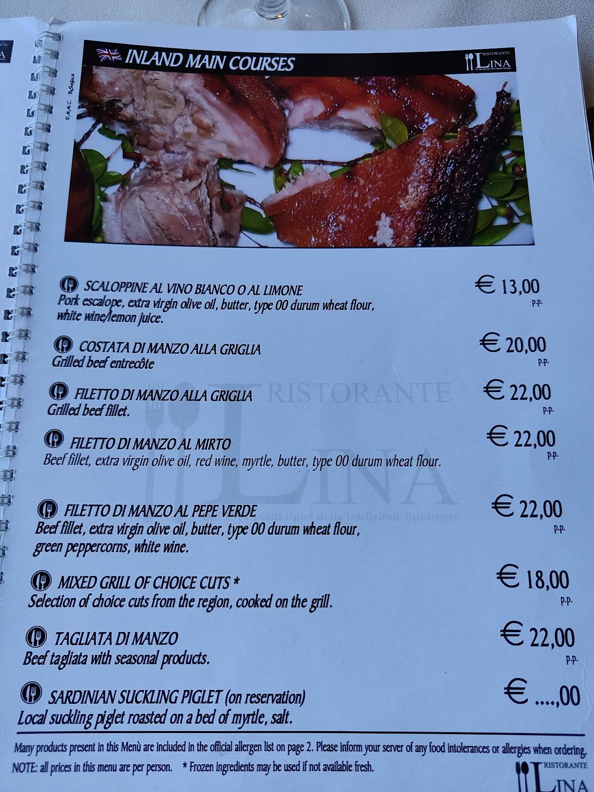 Menu di Ristorante Lina - Stintino (SS) 