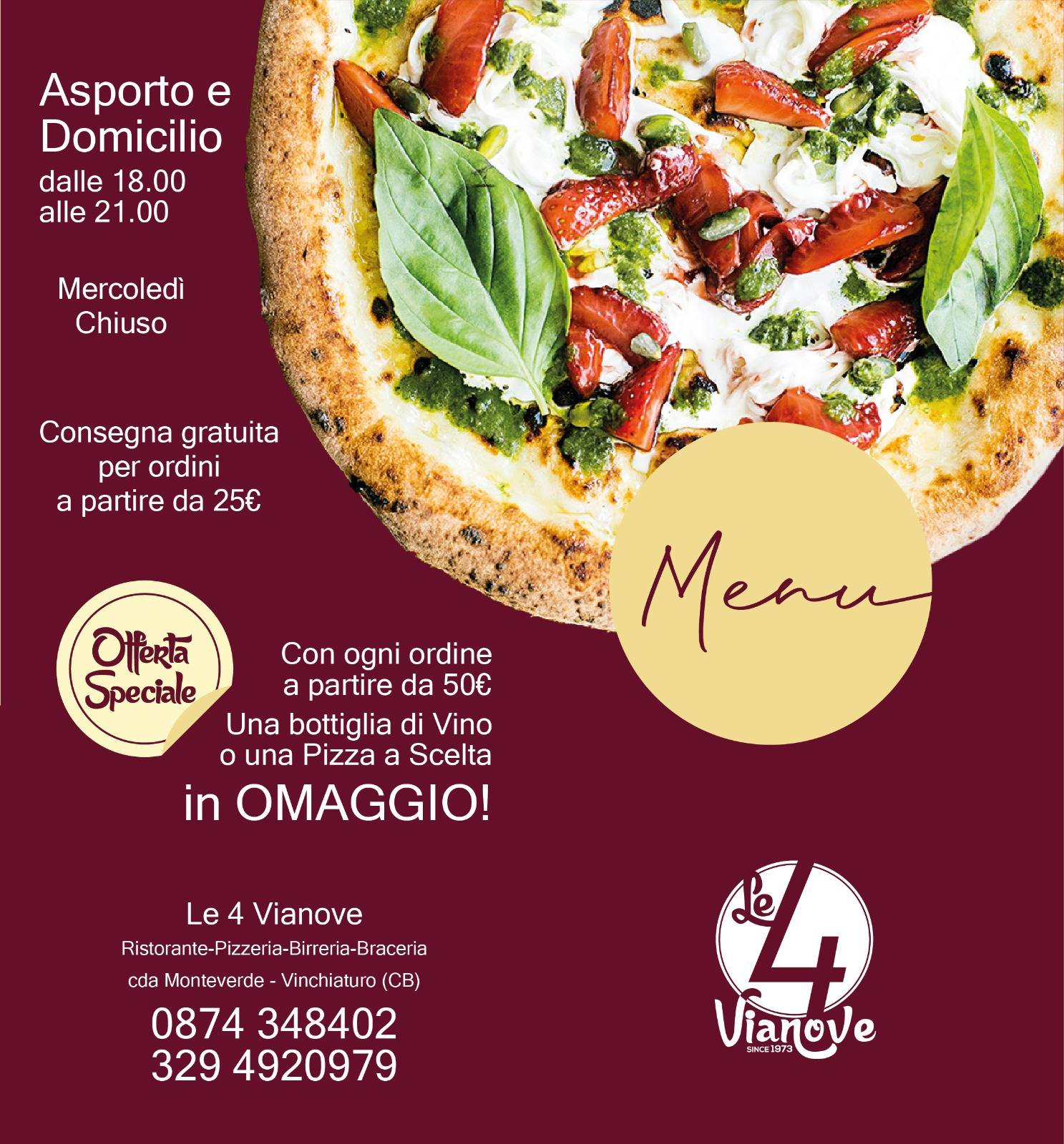 Menu di Le 4 Vianove - Hotel Ruffirio 