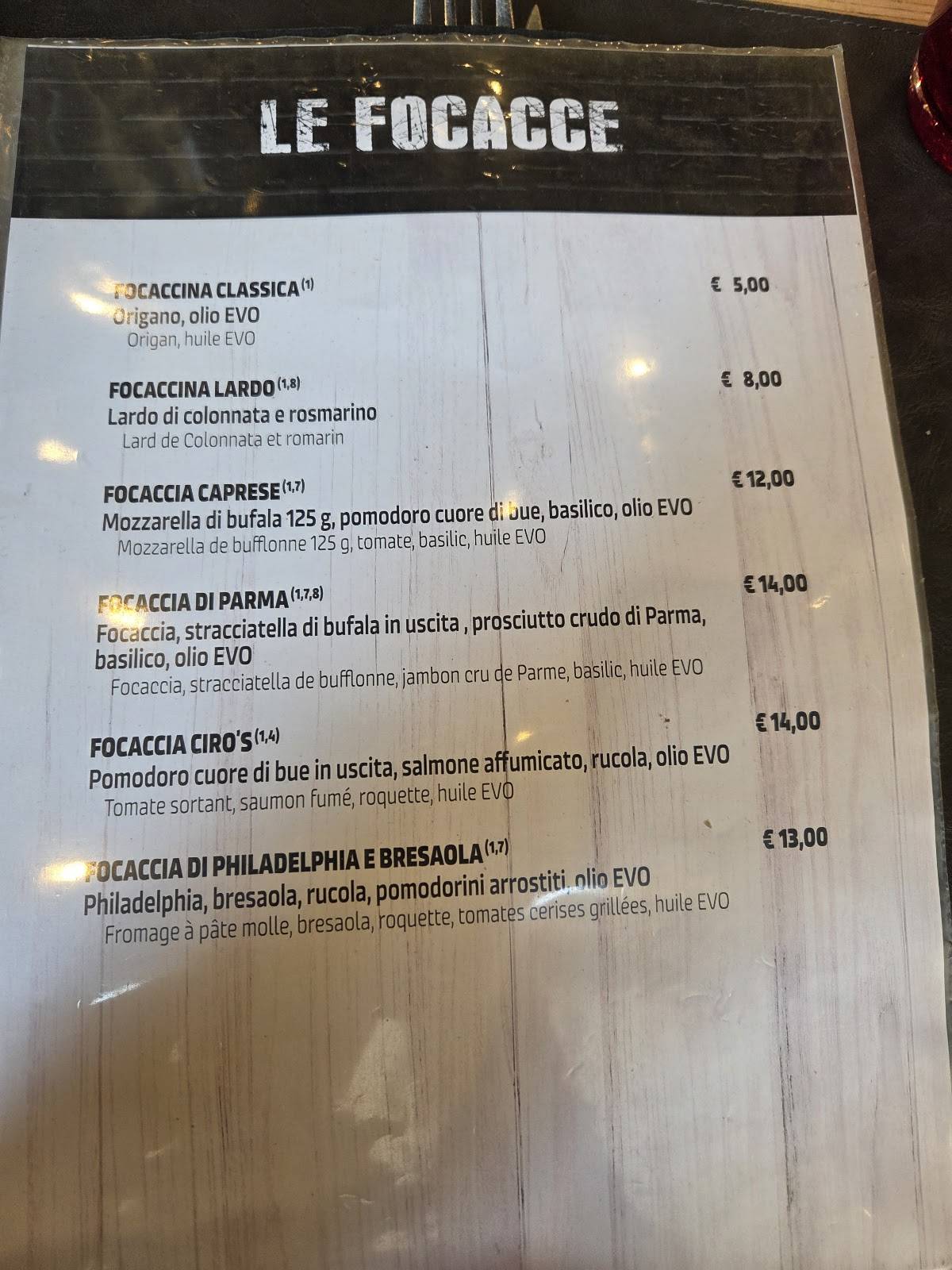 Menu di Ristorante Pizzeria Ciro's 