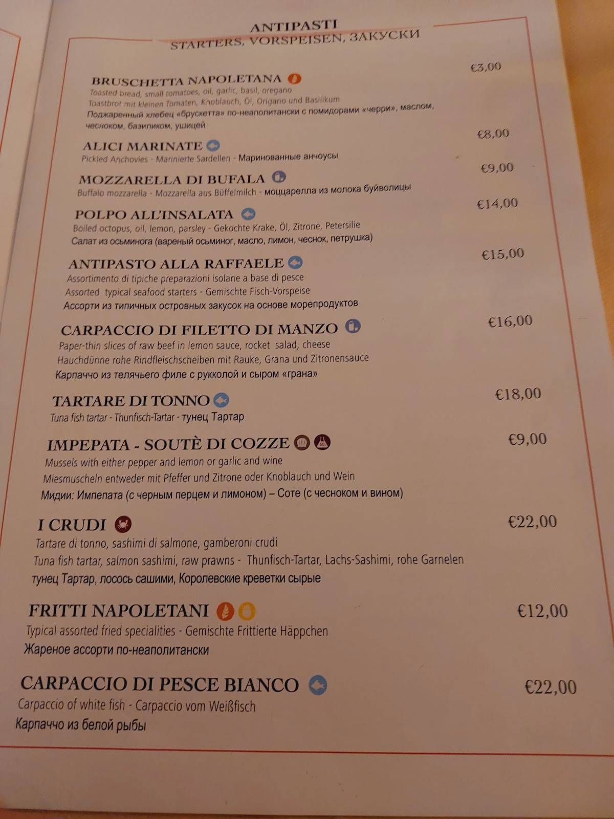 Menu di Ristorante Pizzeria da Raffaele 