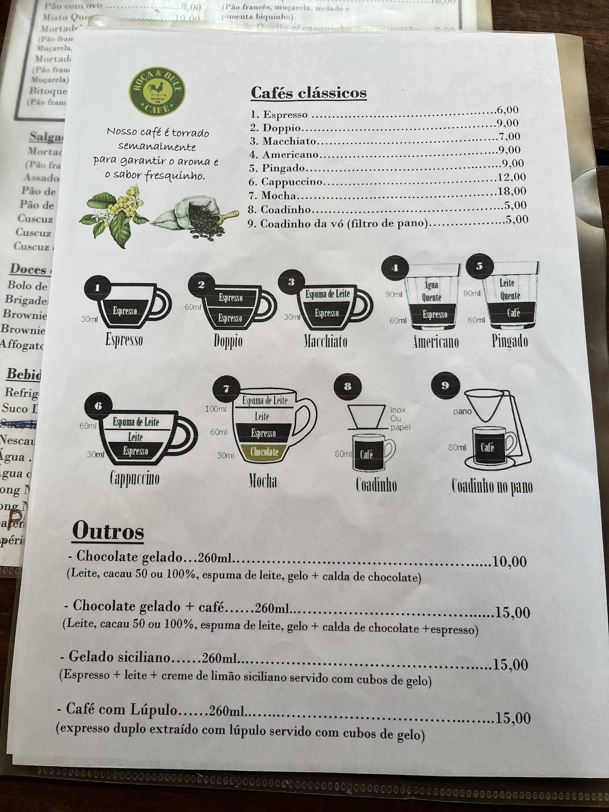 Roça e Bule cardápio