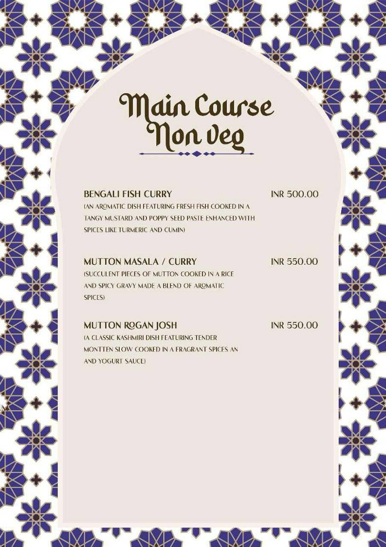 Rooftop Restaurant- Taj Jharokha menu