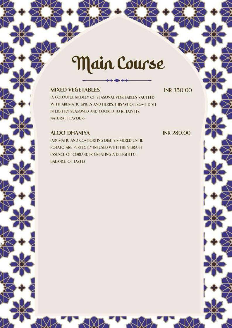 Rooftop Restaurant- Taj Jharokha menu