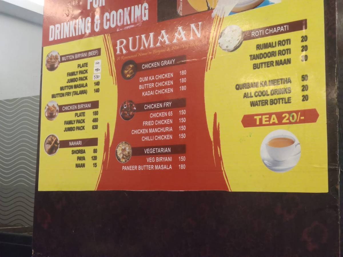 Rumaan Restaurant menu