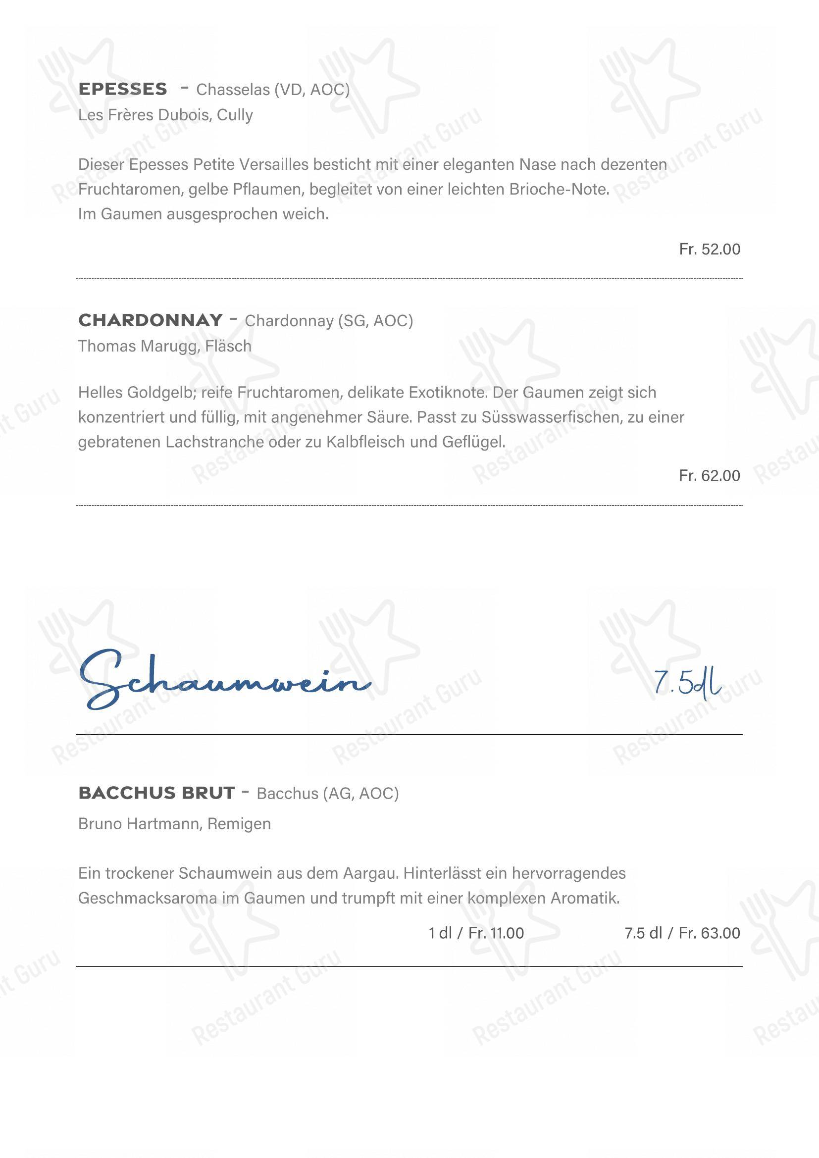 Restaurant Rütihof, Gränichen in Gränichen - 菜单