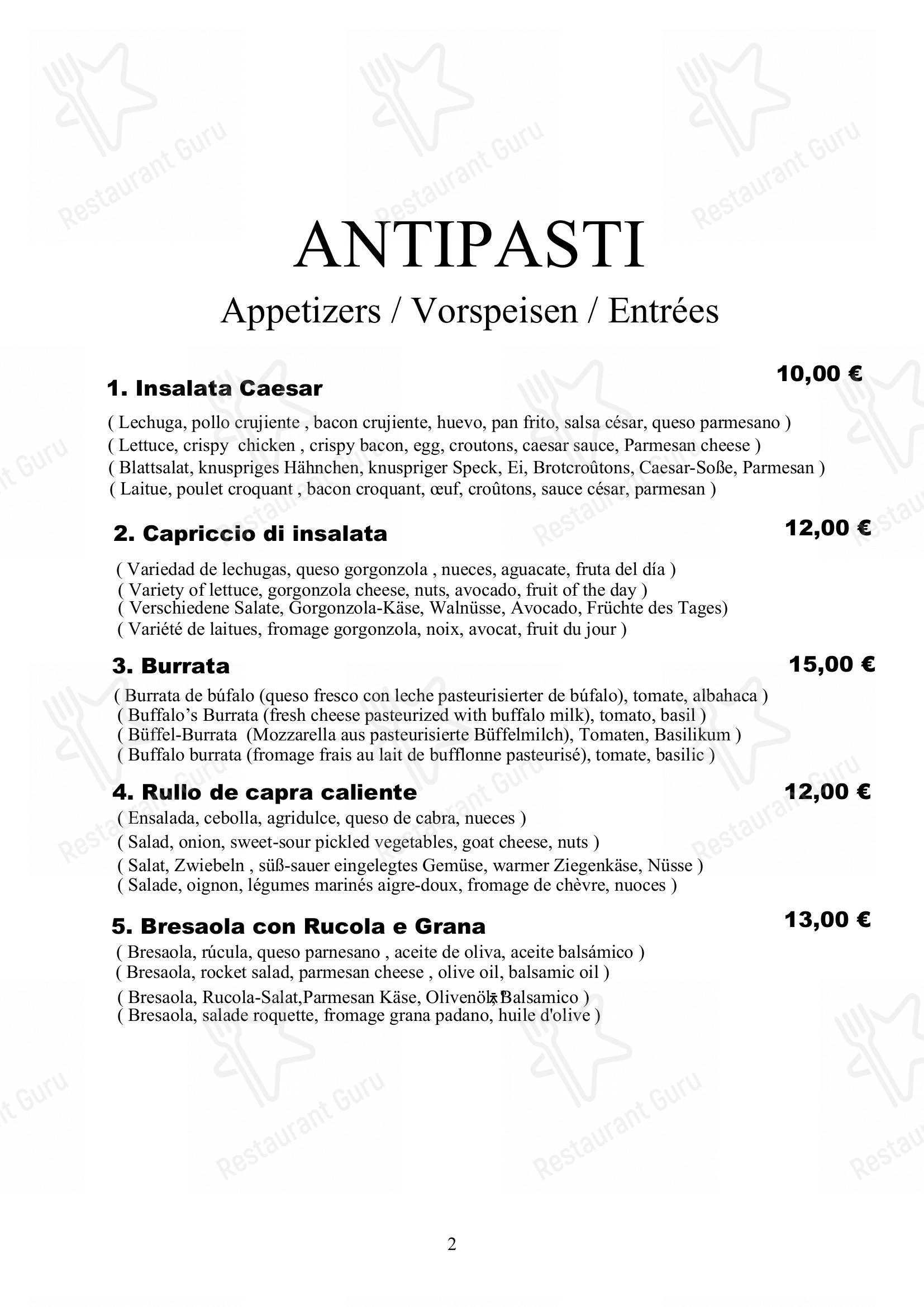 Carta del restaurante Sale e Pepe, Torre del Mar