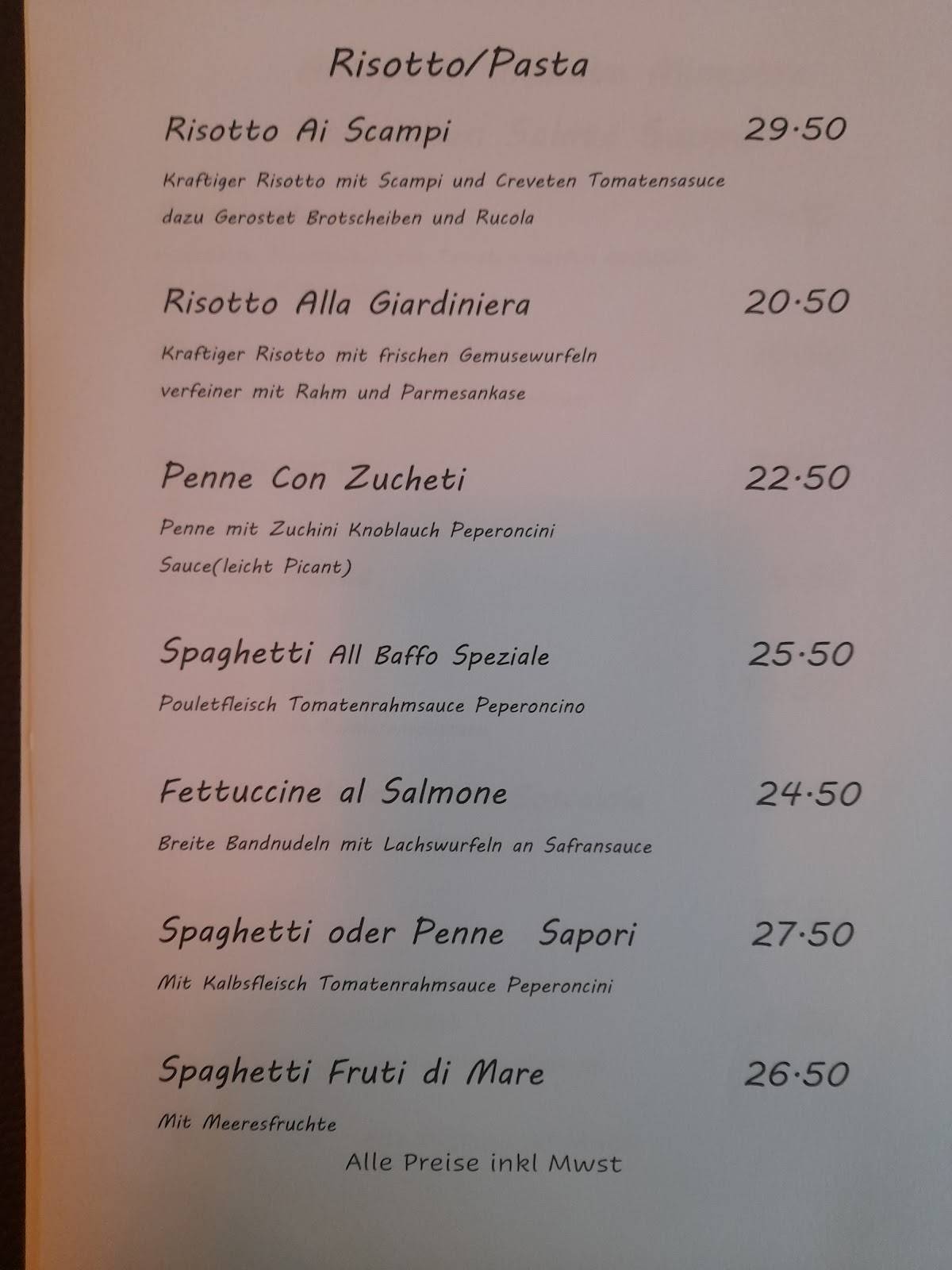 Menu di Restaurant SAPORI= Männedorf 