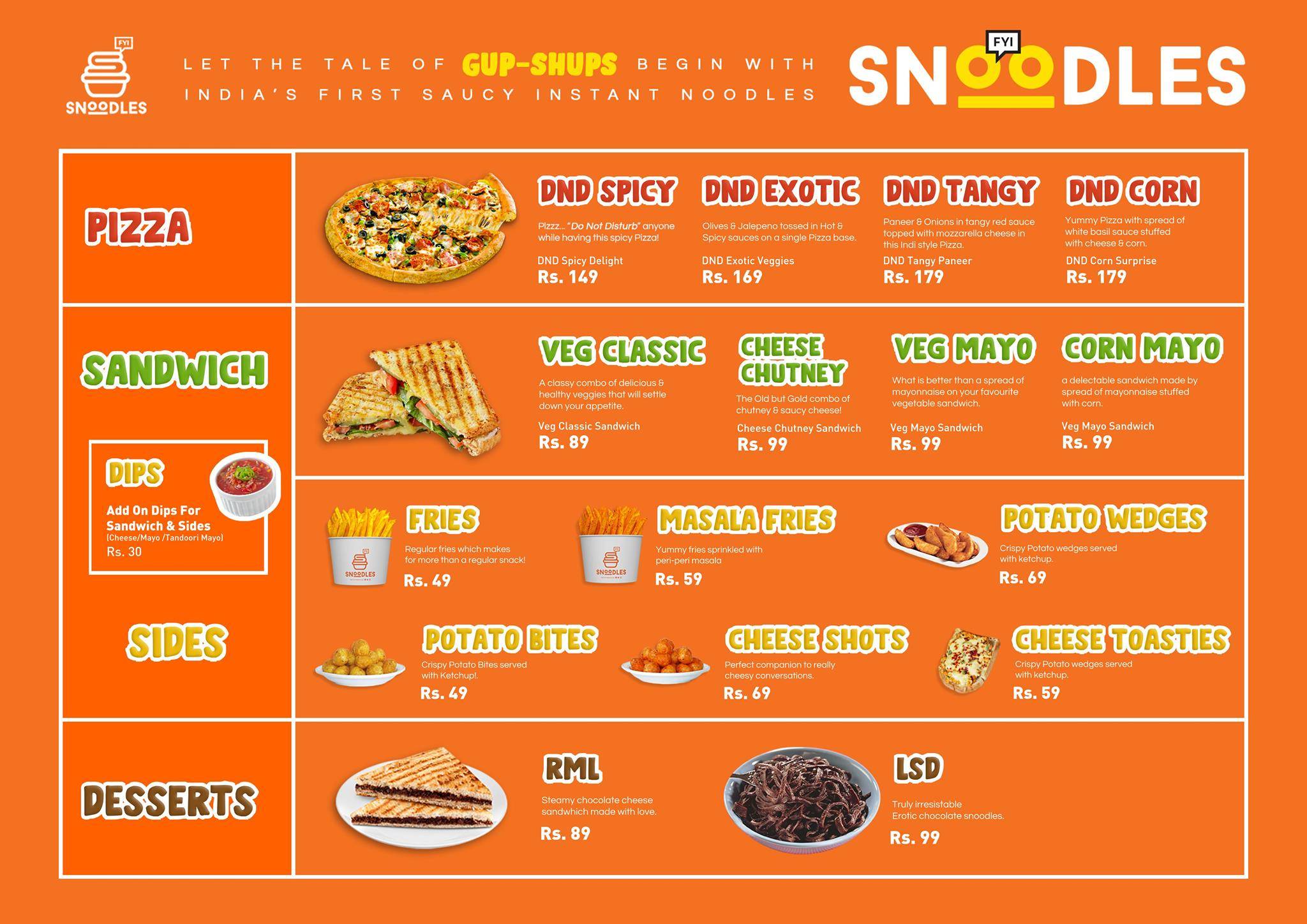 SNOODLES RAIPUR menu