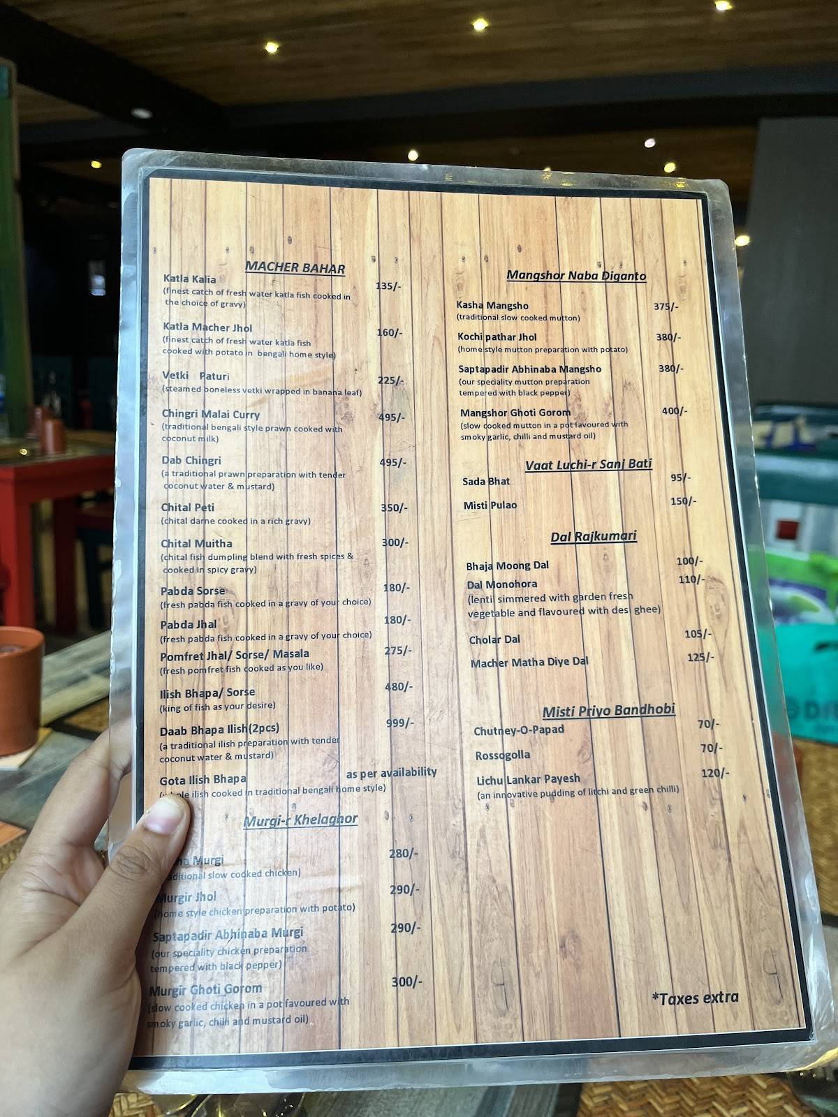 Saptapadi Restaurant menu