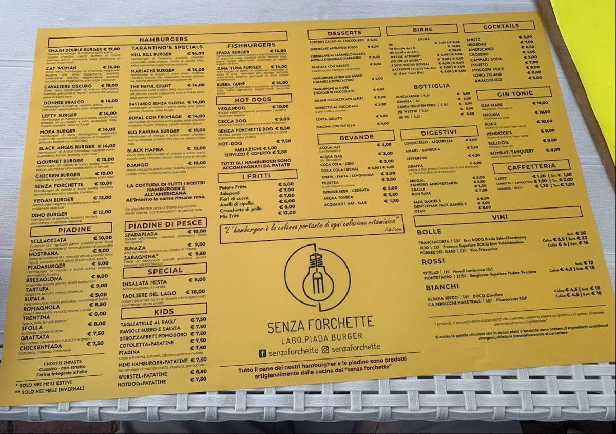 Menu di Senza forchette - Lago Piada Burger 