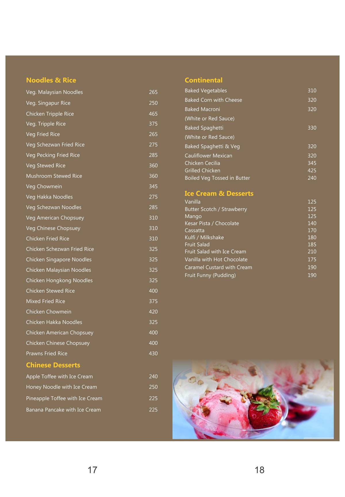 Signature Bar & Restaurant menu