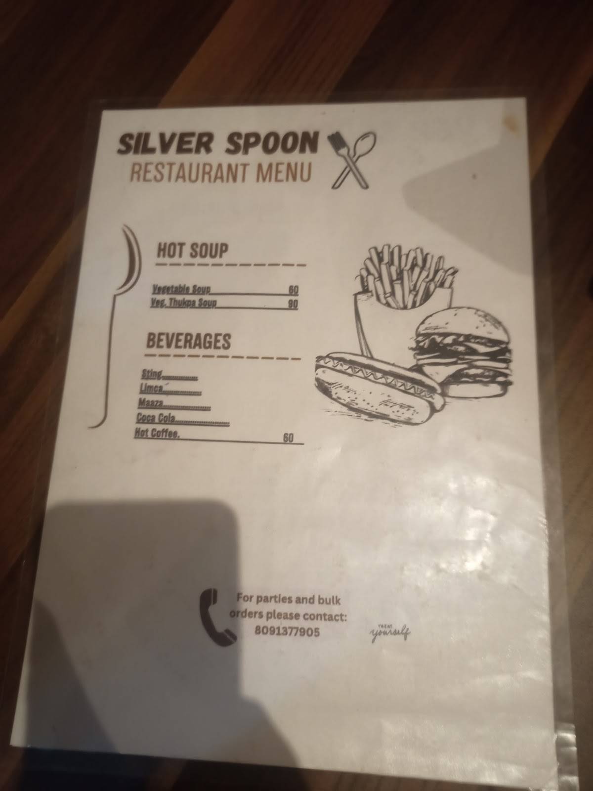 Silver Spoon menu