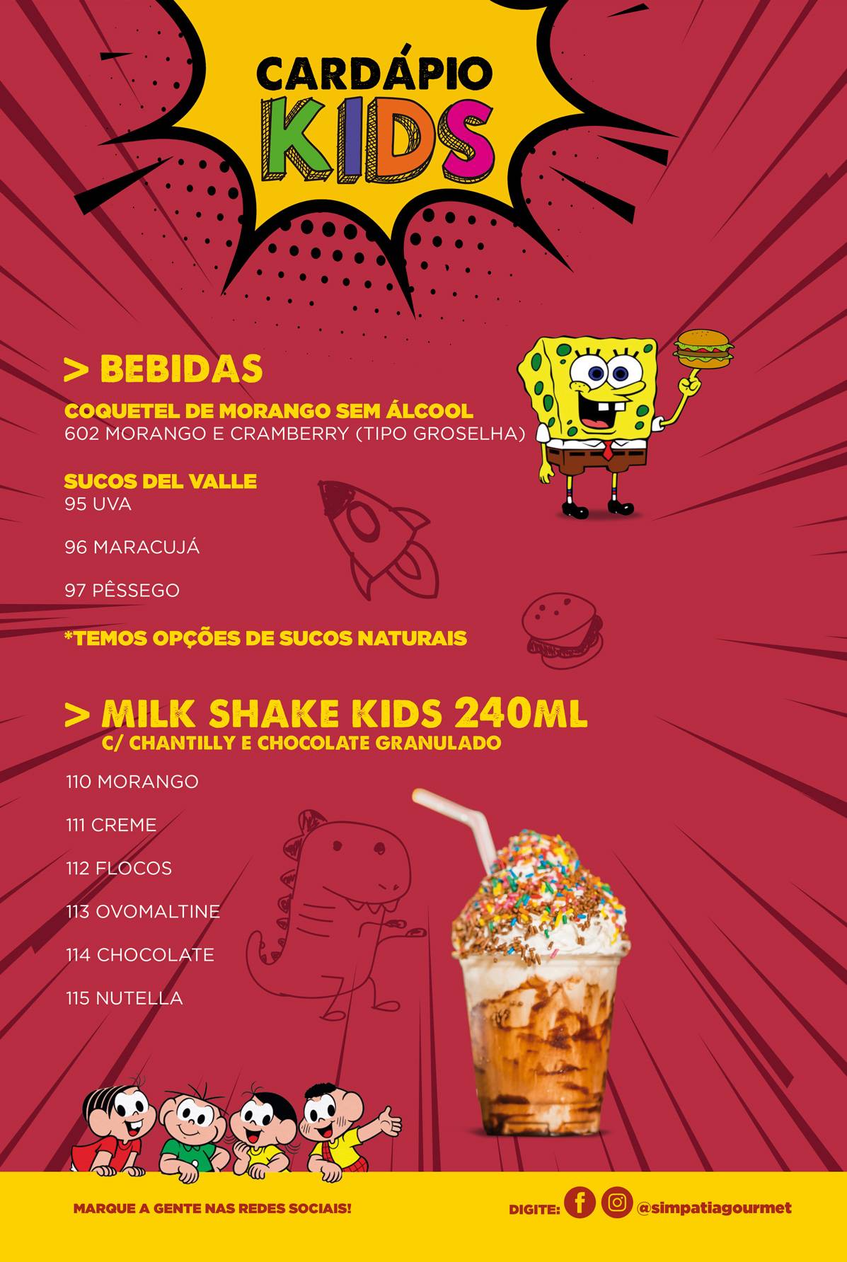 Simpatia Gourmet cardápio